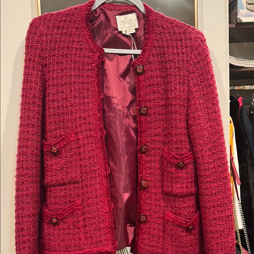 Kate Spade Red Tweed Blazer